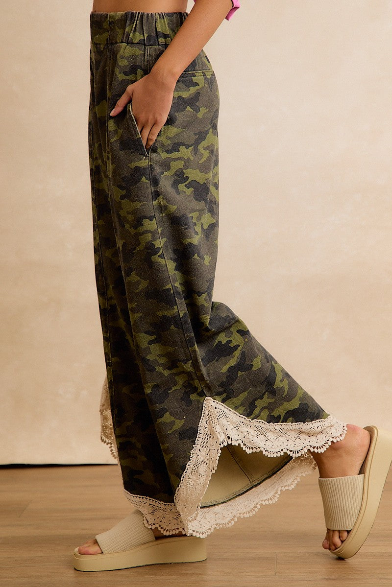 Field Lace Camo Wide Leg Pants in Camouflage - product photo 6