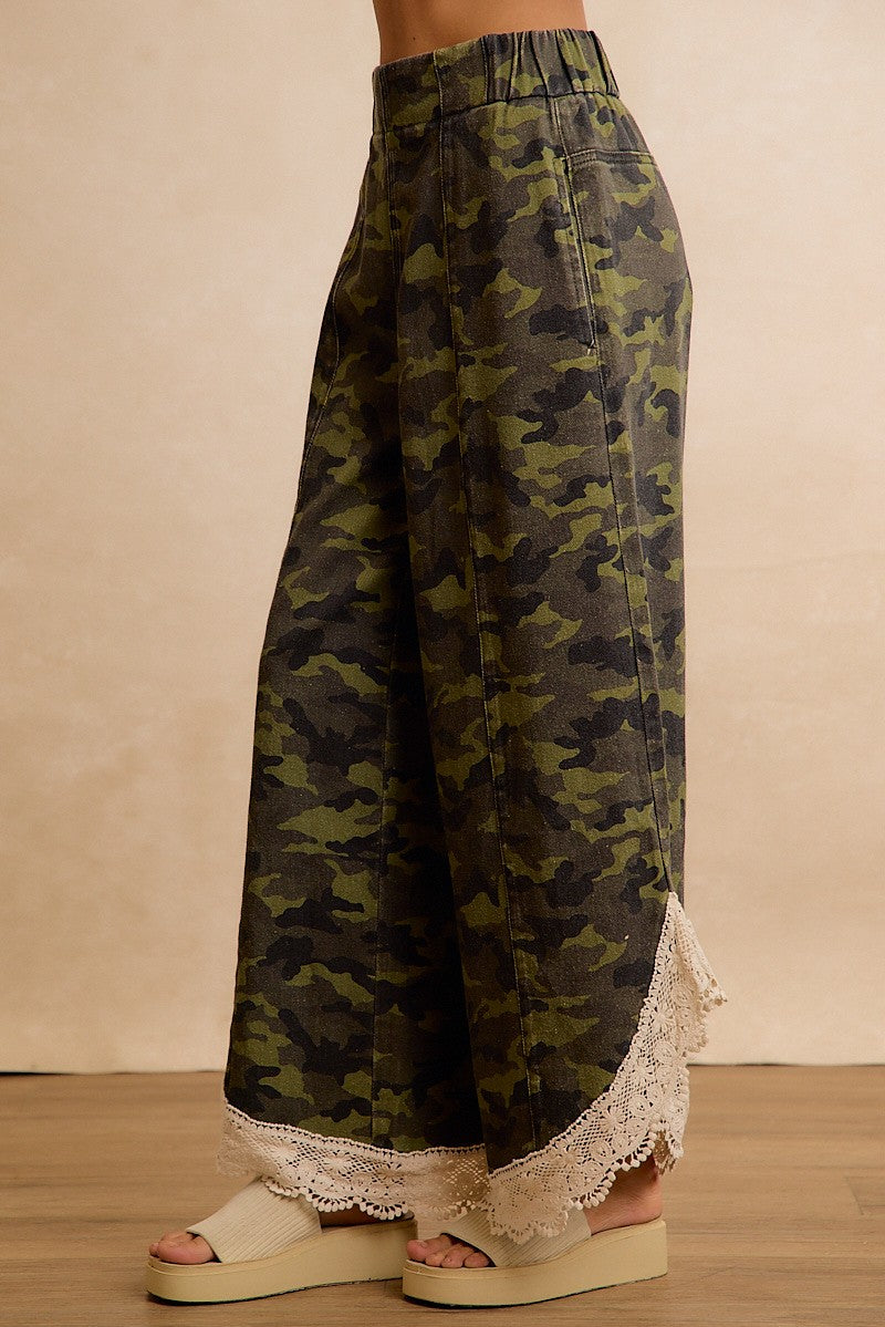 Field Lace Camo Wide Leg Pants in Camouflage - product photo 7
