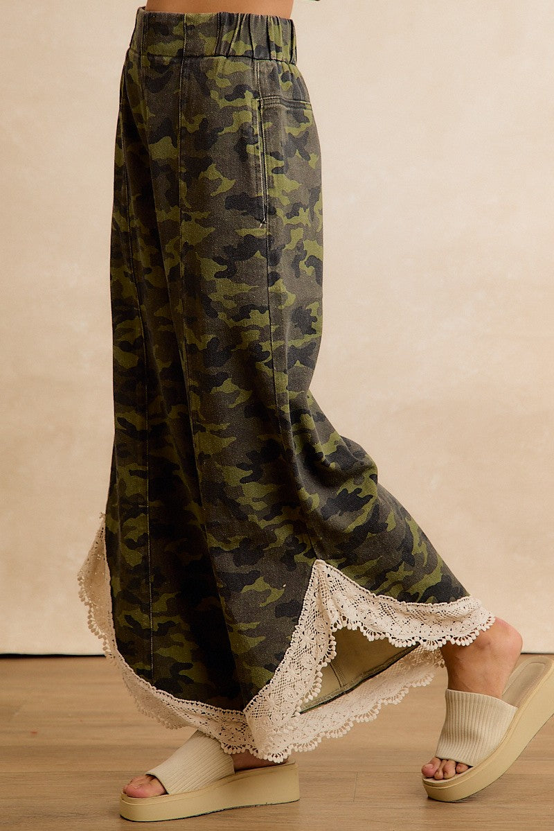 Field Lace Camo Wide Leg Pants in Camouflage - product photo 8