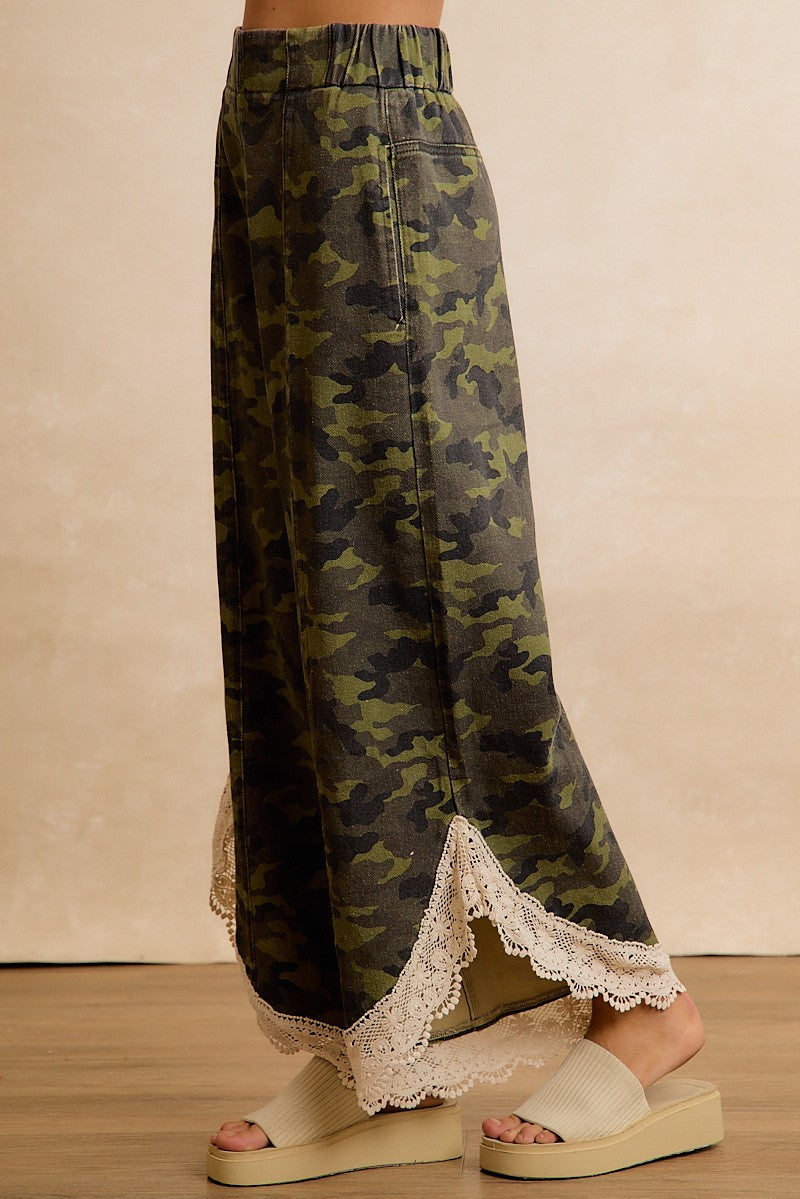 Field Lace Camo Wide Leg Pants in Camouflage - product photo 9