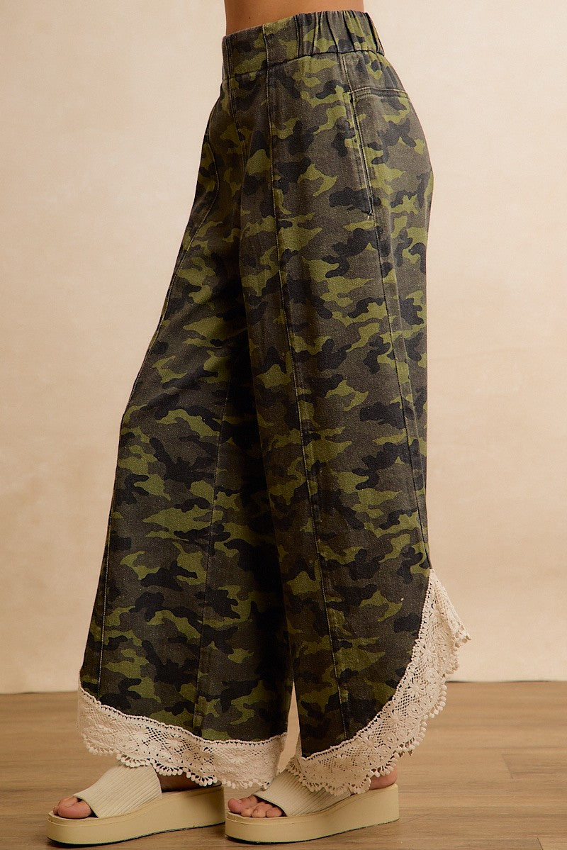 Field Lace Camo Wide Leg Pants in Camouflage - product photo 10