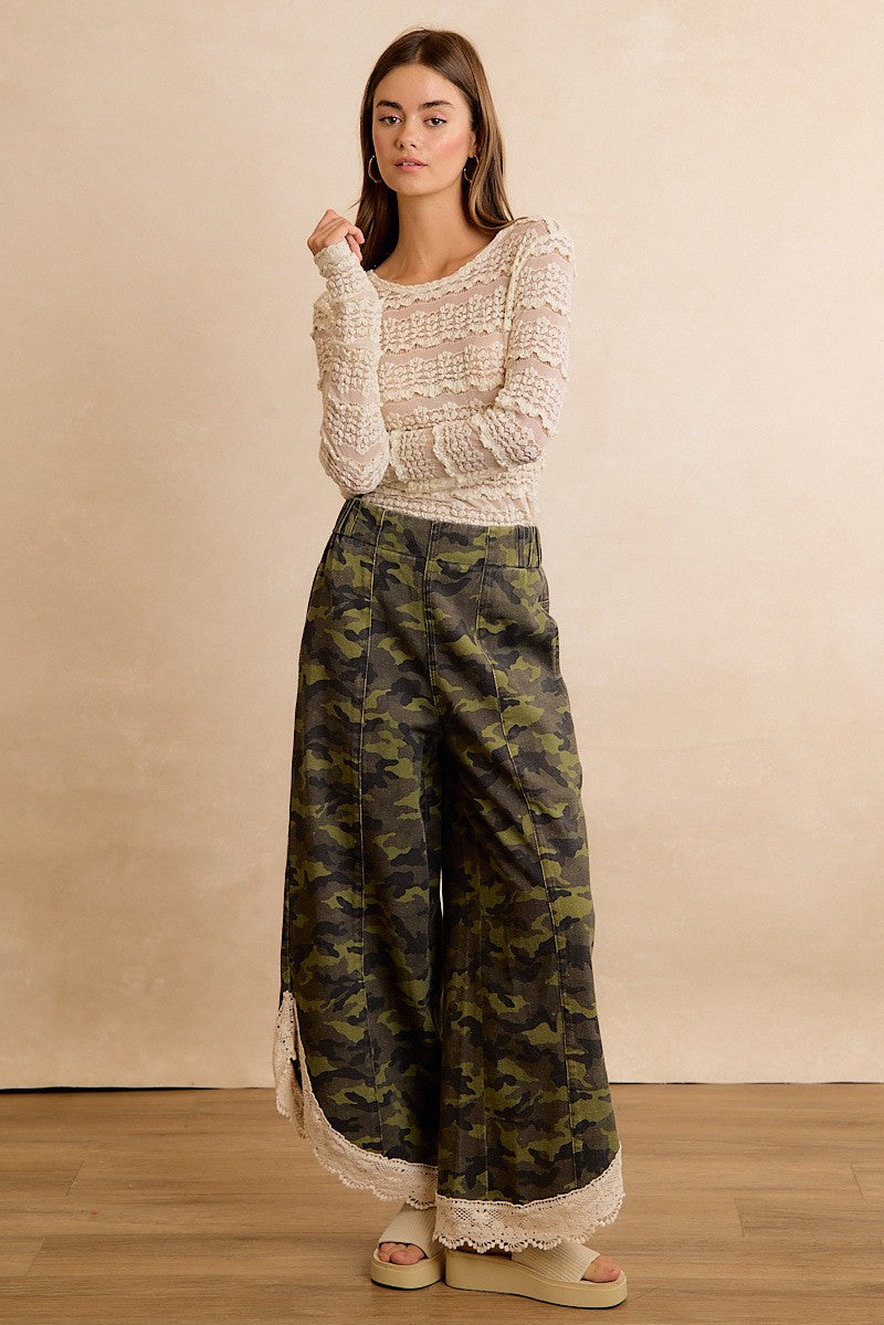 Field Lace Camo Wide Leg Pants in Camouflage - product photo 11