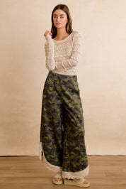 Field Lace Camo Wide Leg Pants in Camouflage - product photo 11