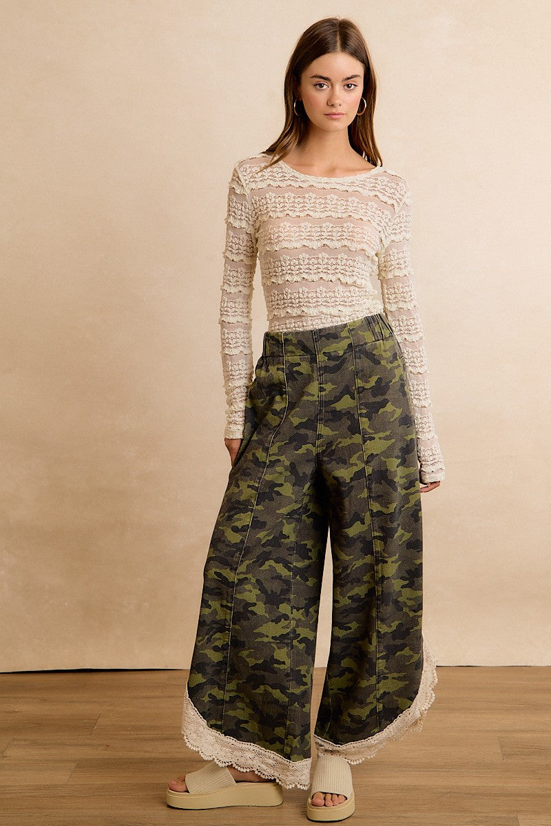 Field Lace Camo Wide Leg Pants in Camouflage - product photo 12
