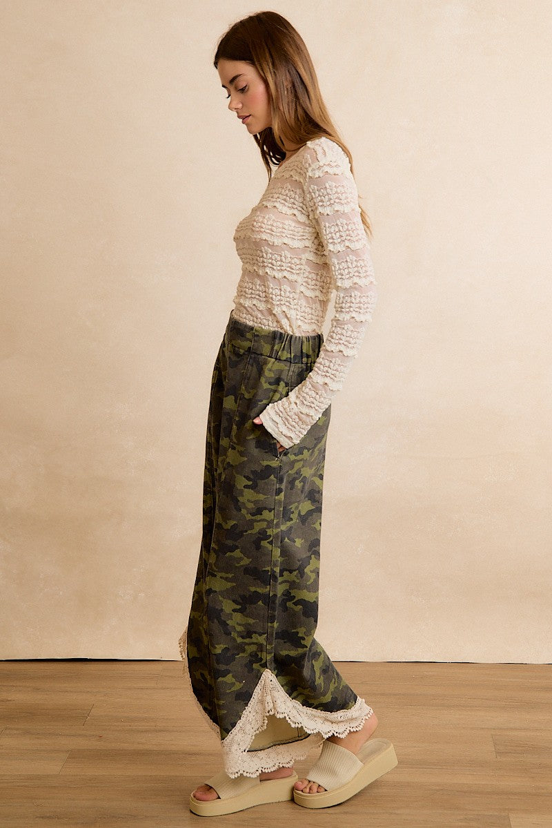 Field Lace Camo Wide Leg Pants in Camouflage - product photo 13