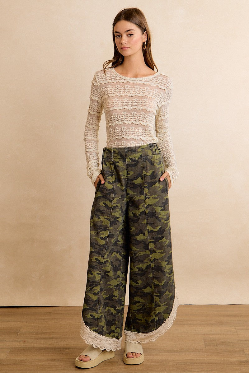 Field Lace Camo Wide Leg Pants in Camouflage - product photo 14
