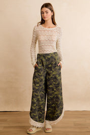 Field Lace Camo Wide Leg Pants in Camouflage - product photo 14
