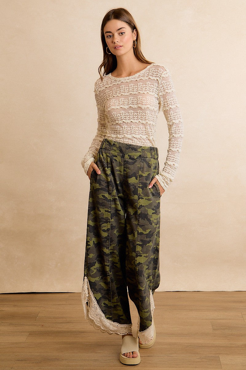 Field Lace Camo Wide Leg Pants in Camouflage - product photo 15