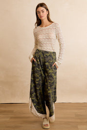 Field Lace Camo Wide Leg Pants in Camouflage - product photo 15