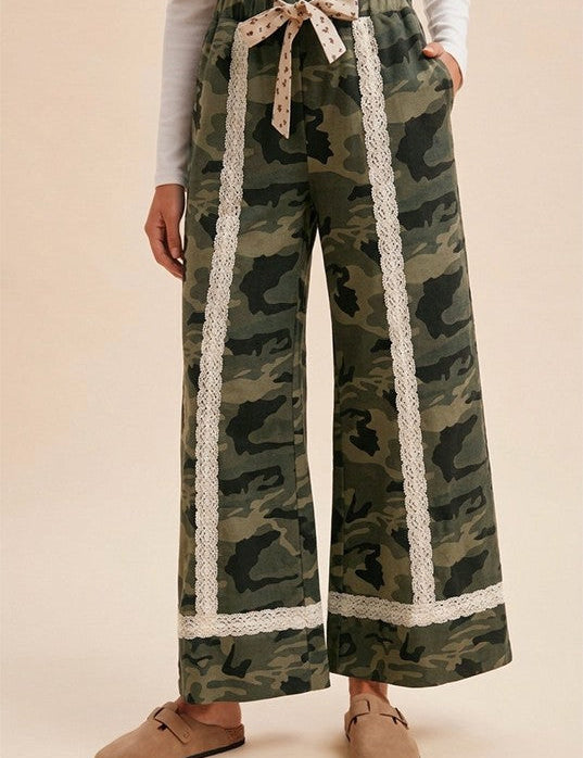 Field Romance Lace Trim Camo Pants in Camouflage - product photo 1