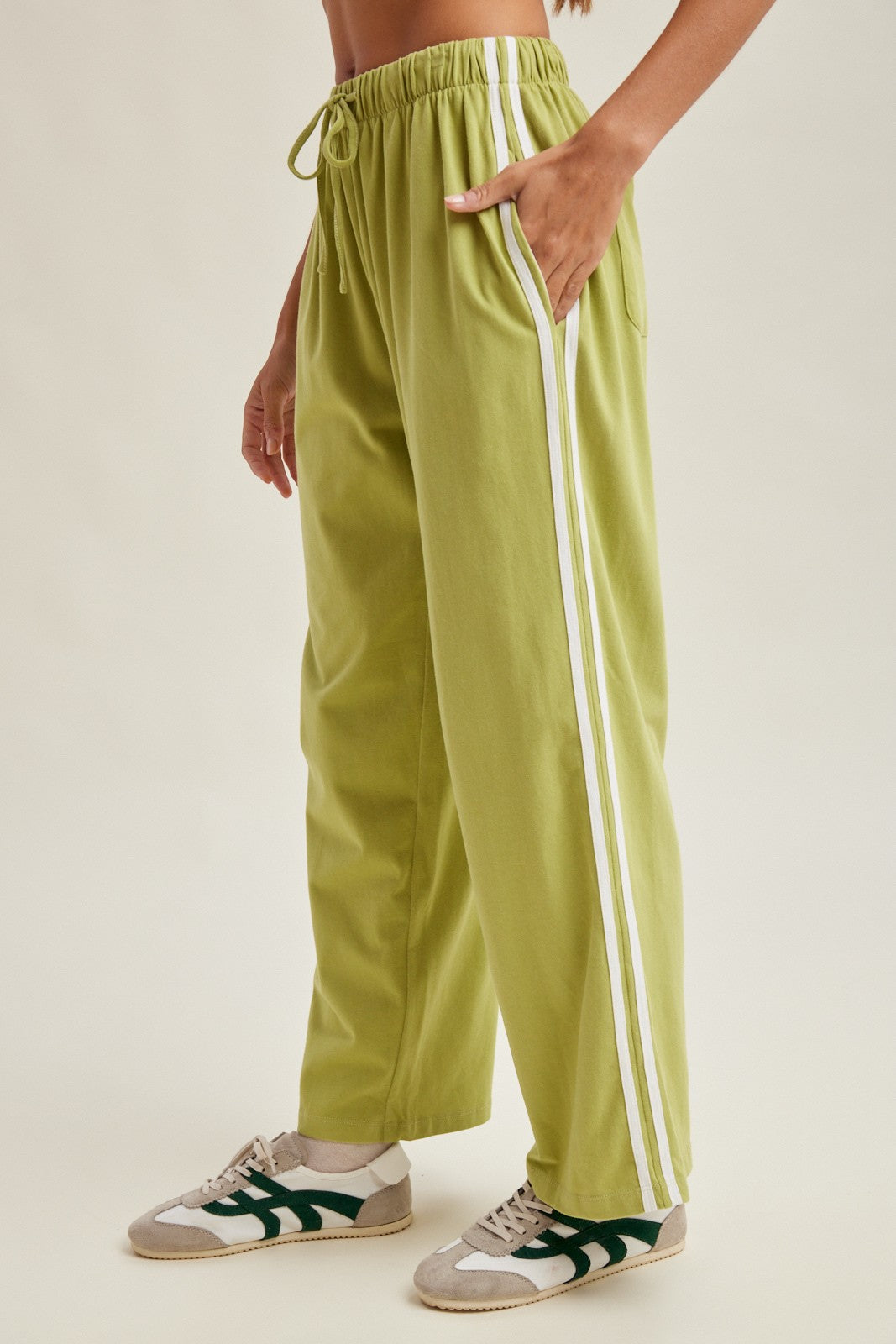 Fieldcrest Contrast Stripe Pants - Avocado White