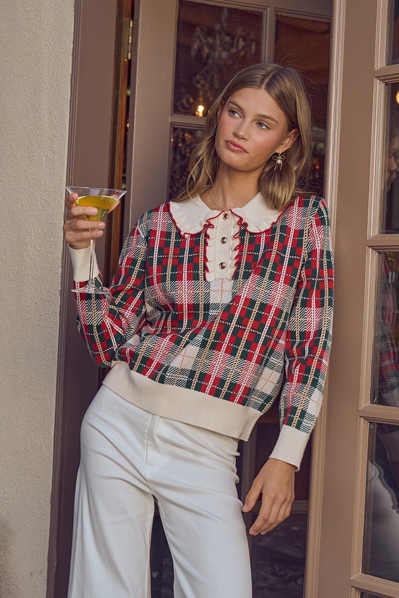 Fin Plaid Collar Sweater - Westly