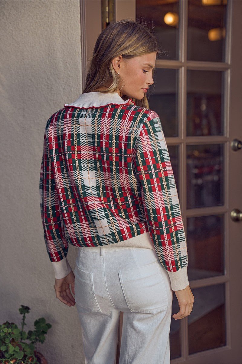 Fin Plaid Collar Sweater - Westly