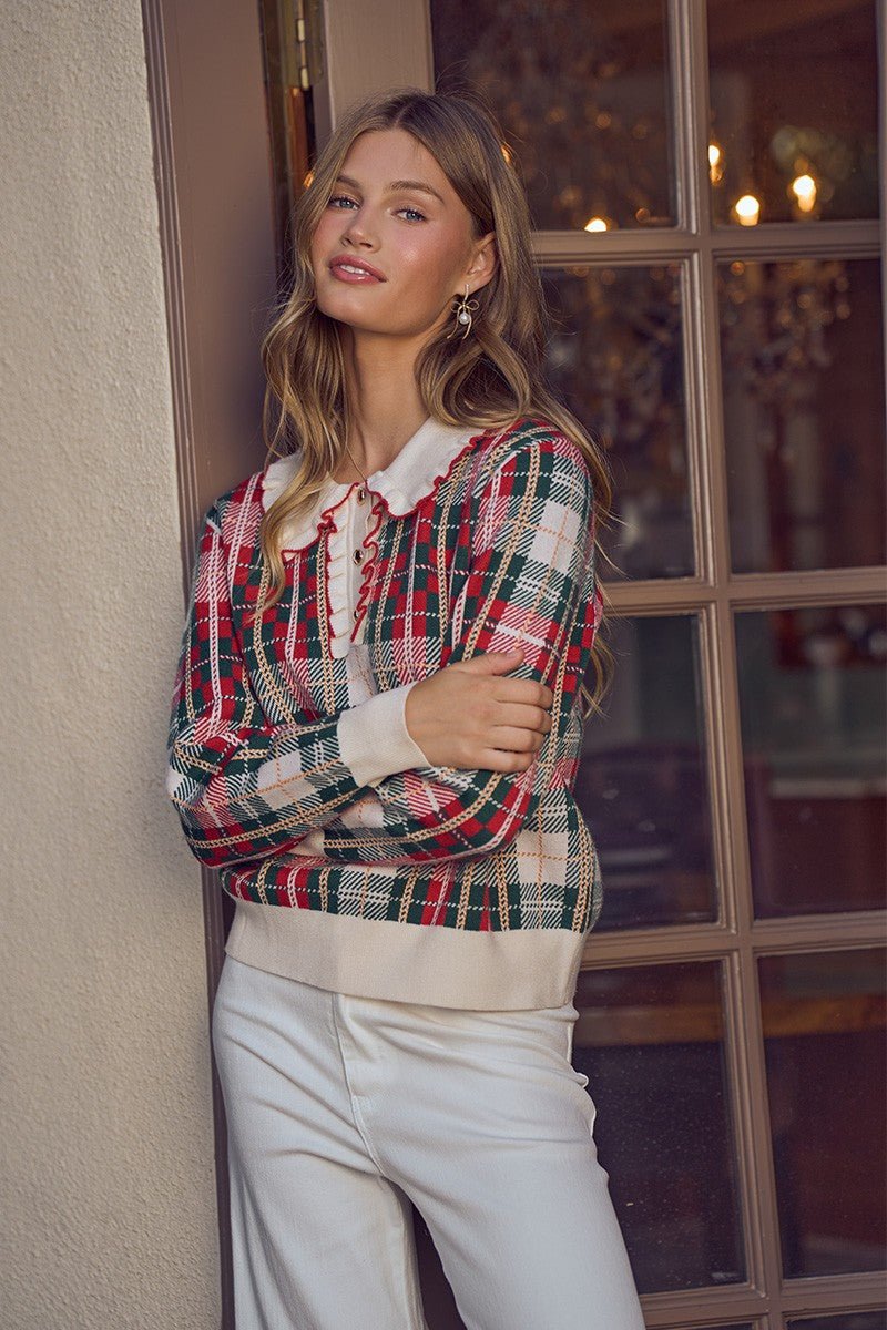 Fin Plaid Collar Sweater - Westly