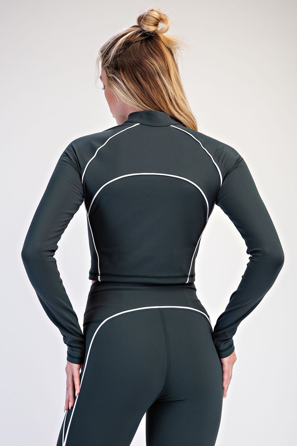 Finish Line Piped Quarter-Zip Crop Top - Westly