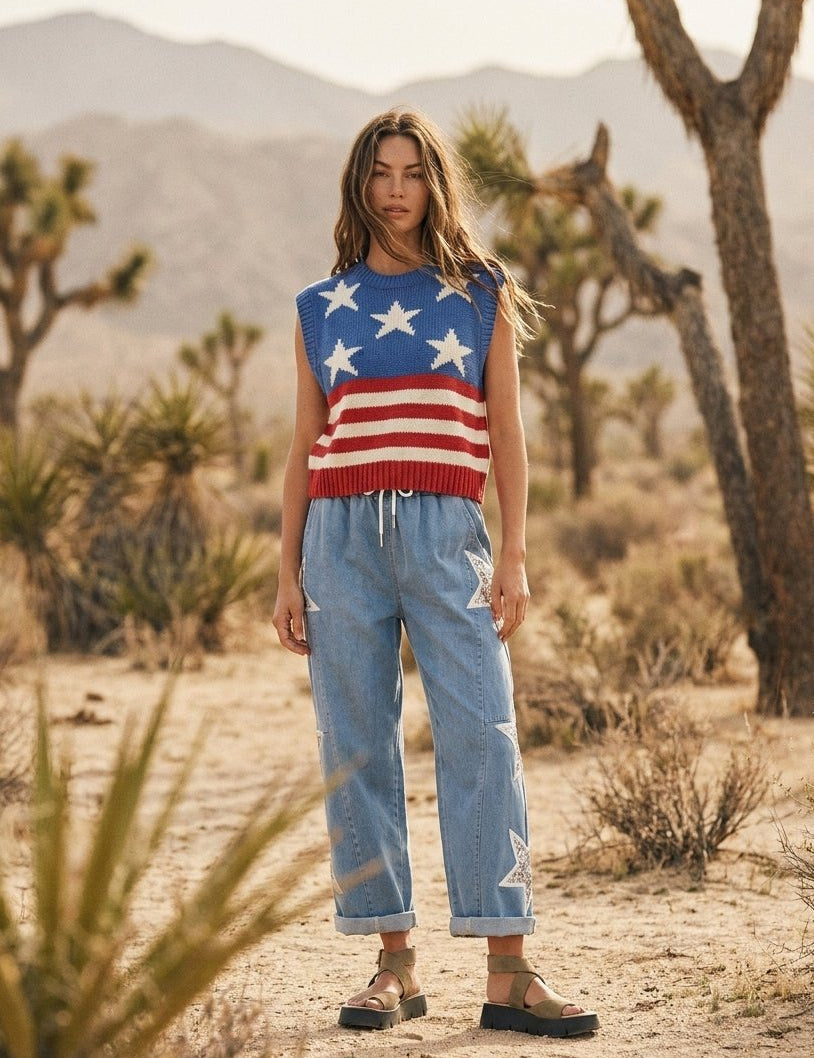 Firecracker Americana Sleeveless Sweater - Westly