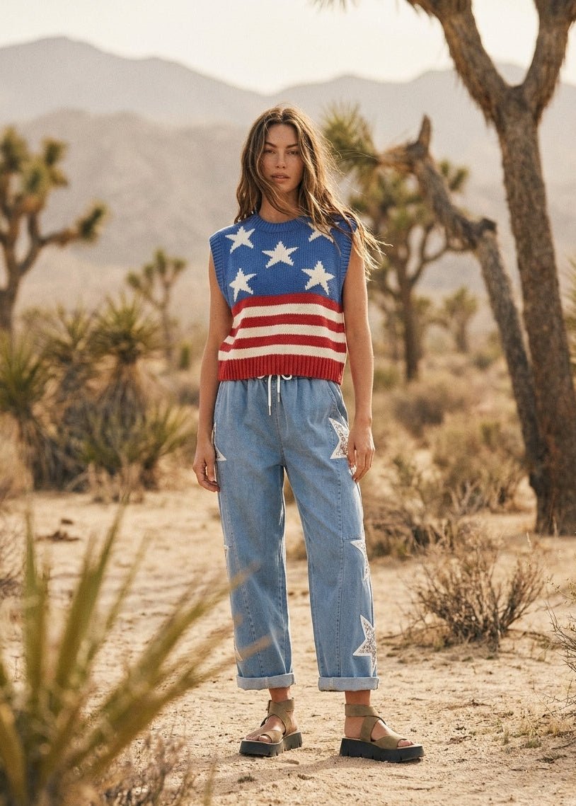Firecracker Americana Sleeveless Sweater - Westly