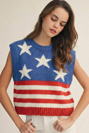 Firecracker Americana Sleeveless Sweater - Westly