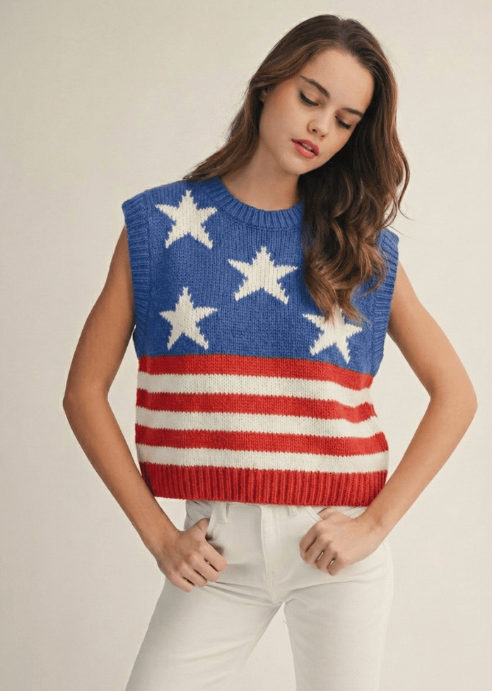 Firecracker Americana Sleeveless Sweater - Westly