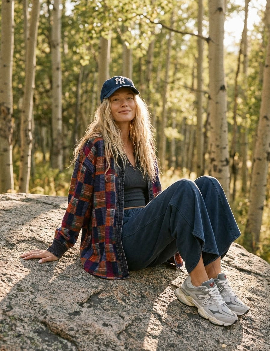 Fireside Washed Hacci Plaid Shacket - Westly