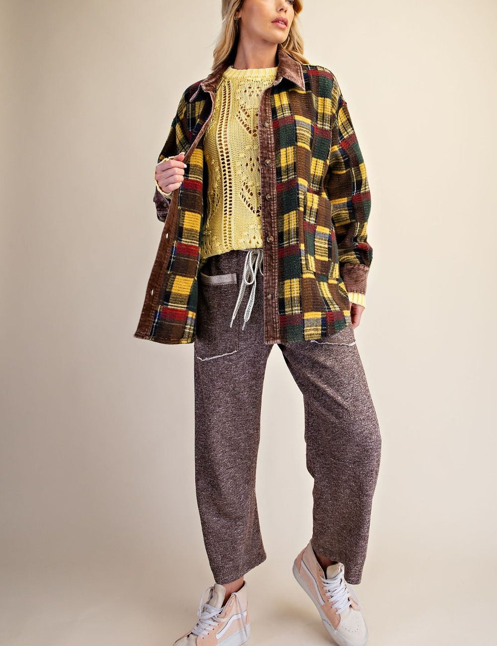 Fireside Washed Hacci Plaid Shacket - Westly