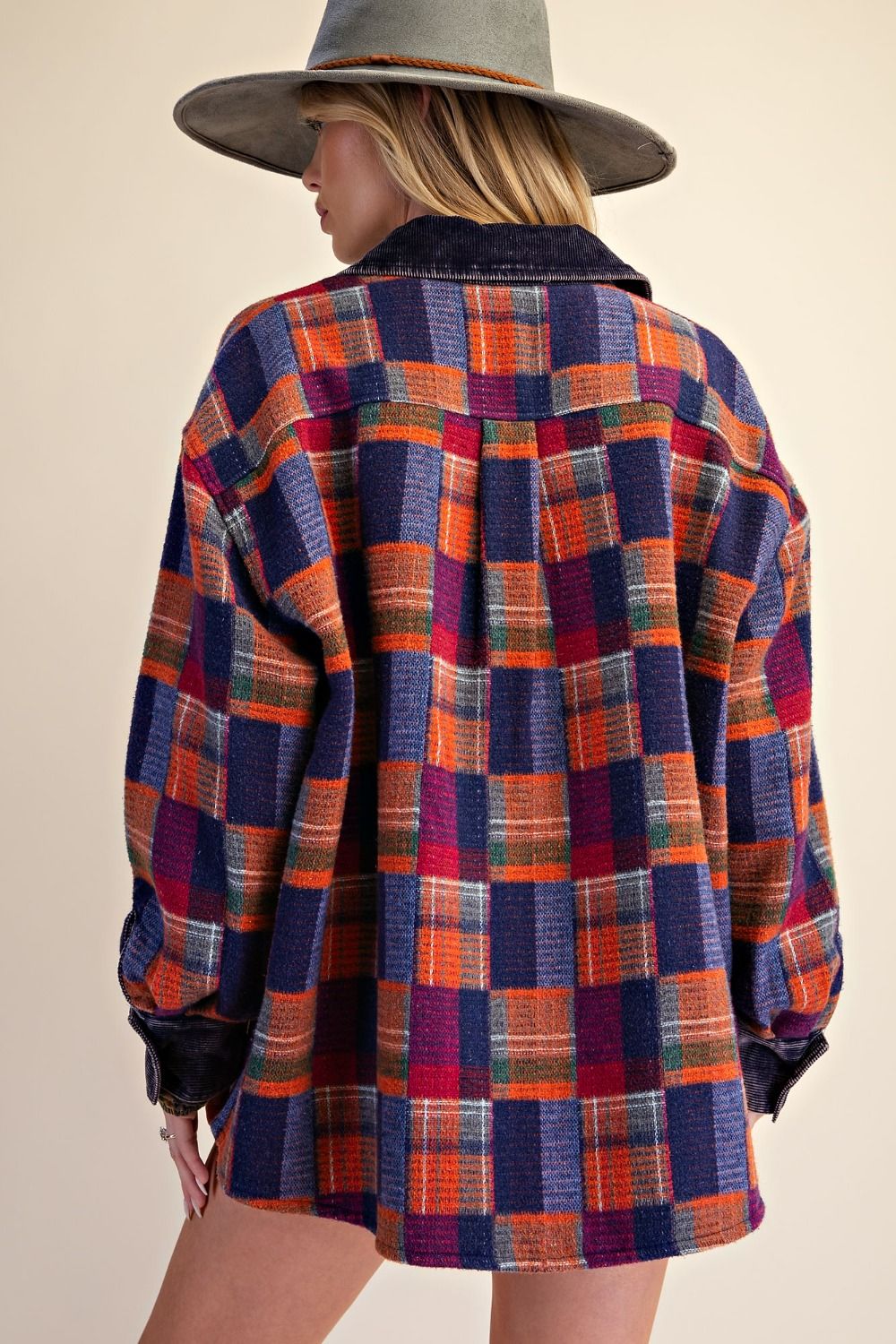 Fireside Washed Hacci Plaid Shacket - Westly