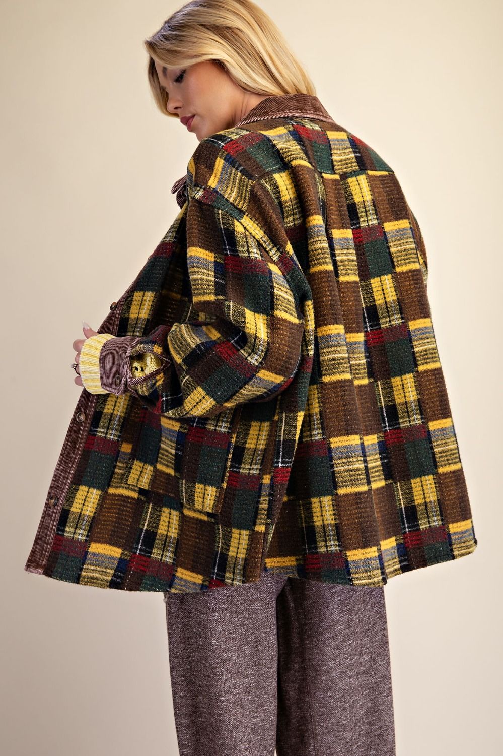 Fireside Washed Hacci Plaid Shacket - Westly