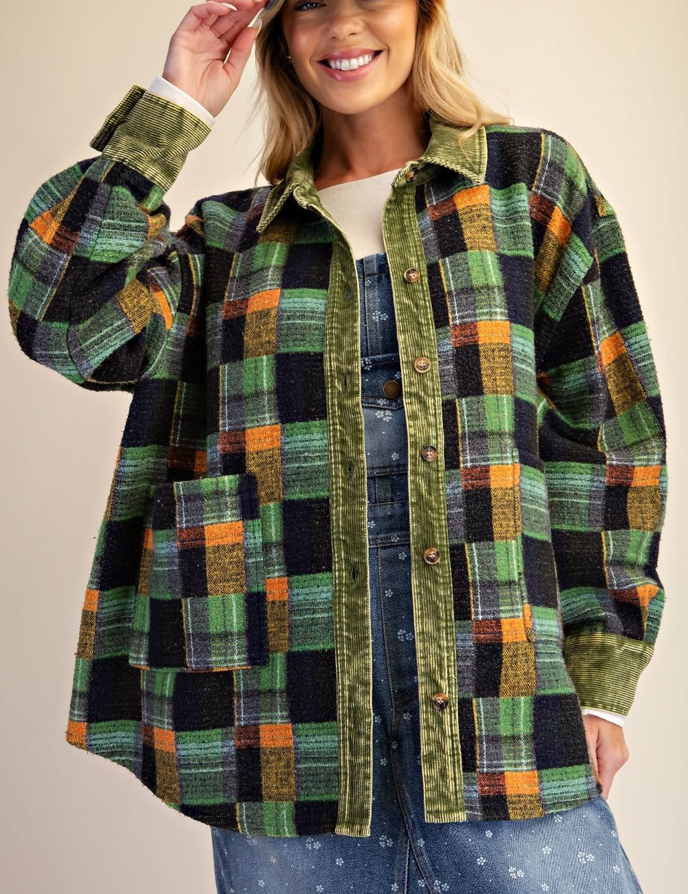 Fireside Washed Hacci Plaid Shacket - Westly