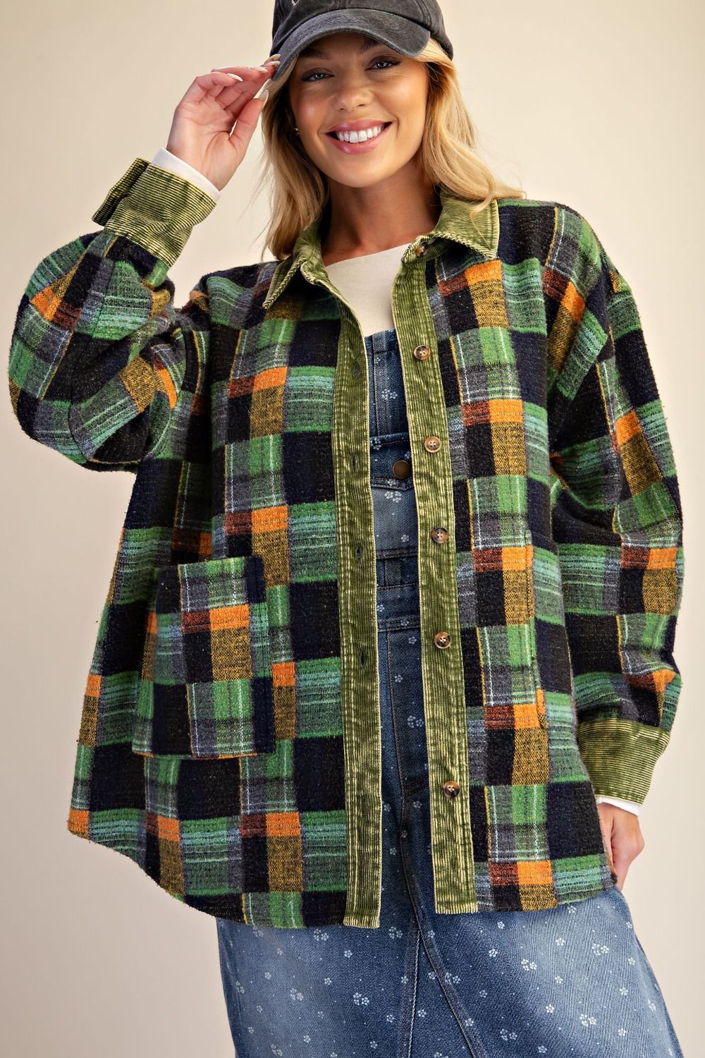 Fireside Washed Hacci Plaid Shacket - Westly