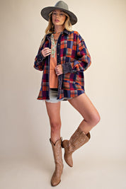 Fireside Washed Hacci Plaid Shacket - Westly
