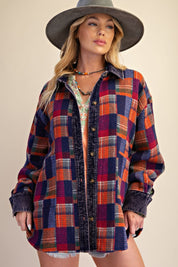 Fireside Washed Hacci Plaid Shacket - Westly