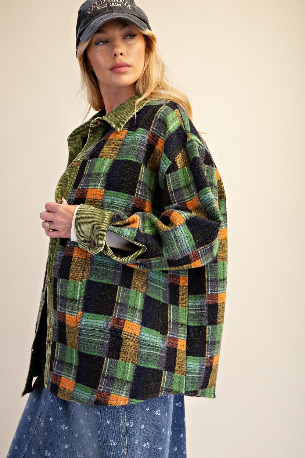 Fireside Washed Hacci Plaid Shacket - Westly