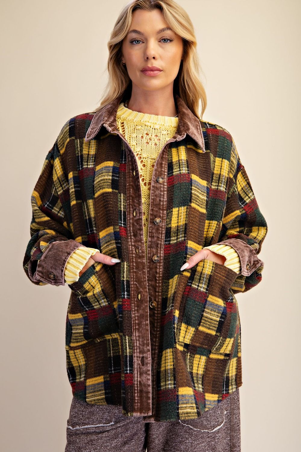 Fireside Washed Hacci Plaid Shacket - Westly