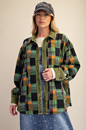 Fireside Washed Hacci Plaid Shacket - Westly