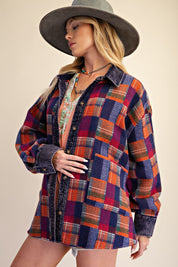Fireside Washed Hacci Plaid Shacket - Westly