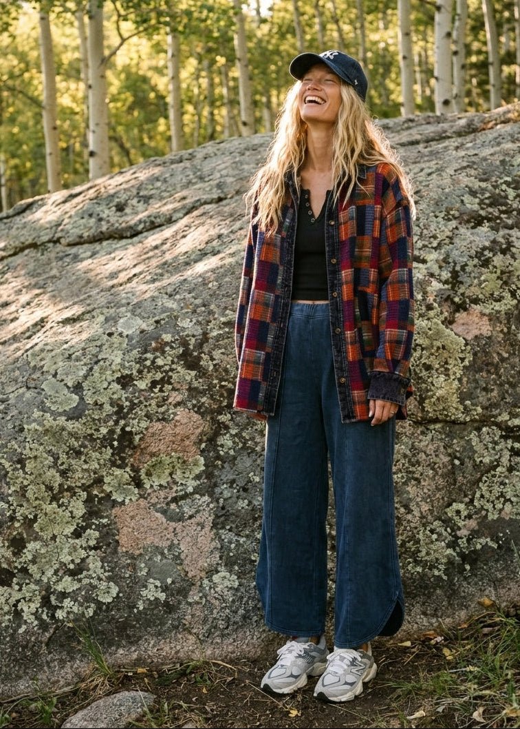Fireside Washed Hacci Plaid Shacket - Westly