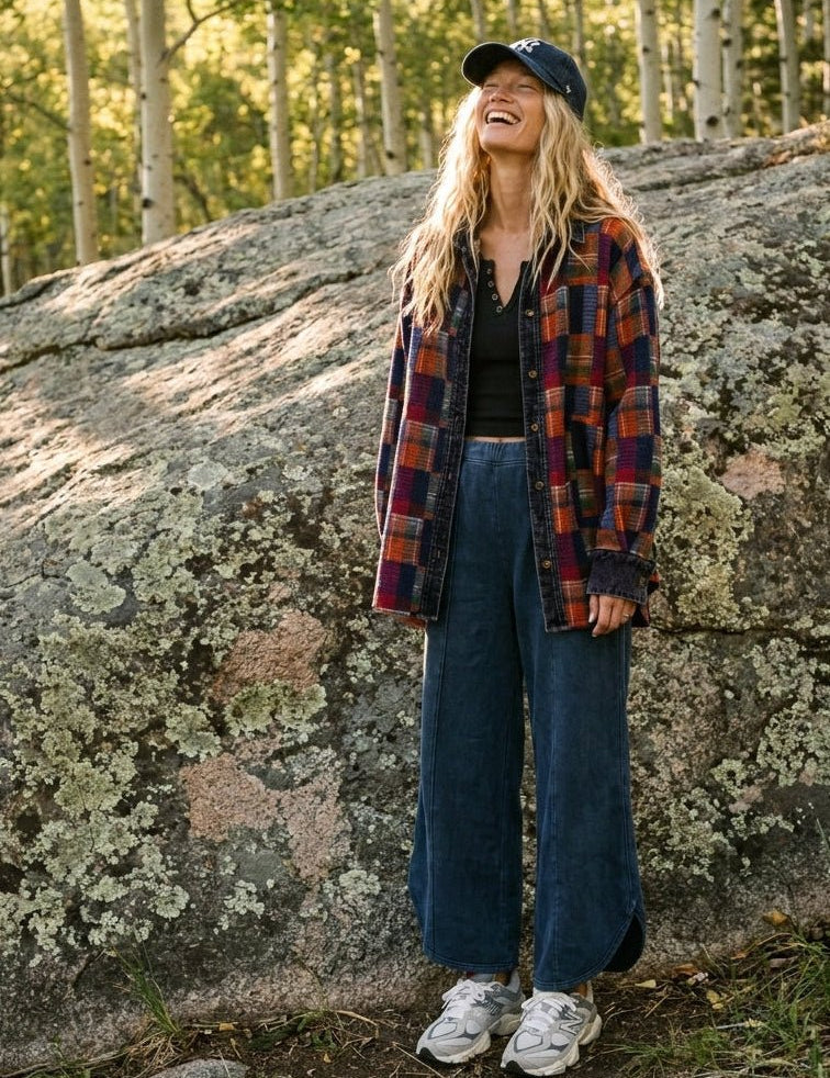 Fireside Washed Hacci Plaid Shacket - Westly
