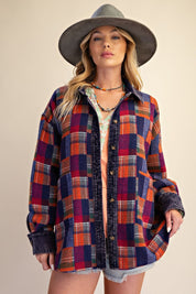 Fireside Washed Hacci Plaid Shacket - Westly