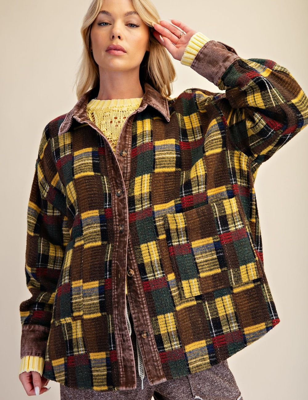 Fireside Washed Hacci Plaid Shacket - Westly