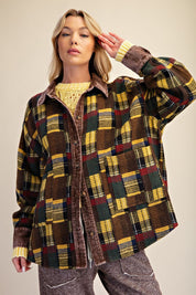 Fireside Washed Hacci Plaid Shacket - Westly