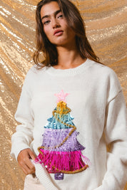 Firlight Christmas Tree Sweater - Off White