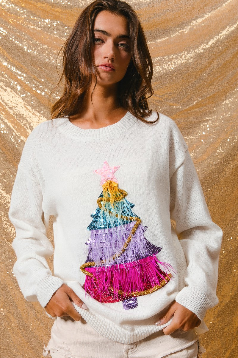 Firlight Christmas Tree Sweater - Off White