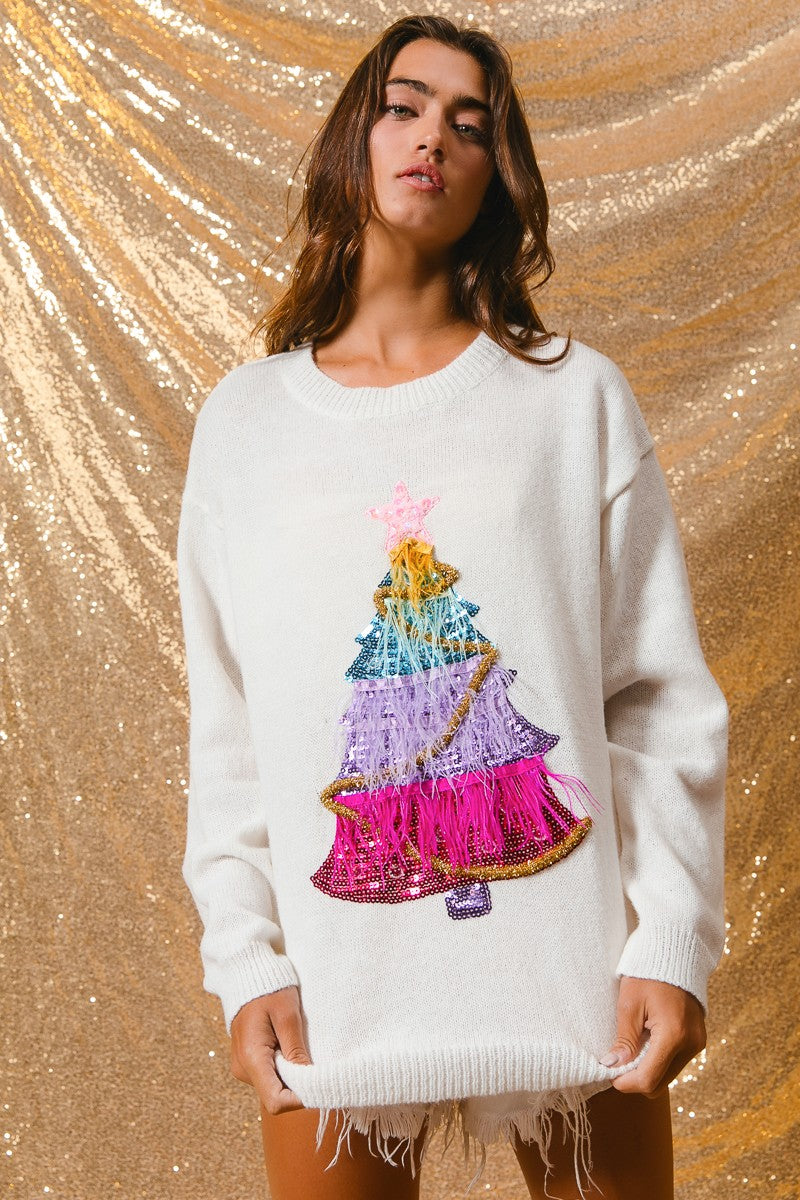 Firlight Christmas Tree Sweater - Off White