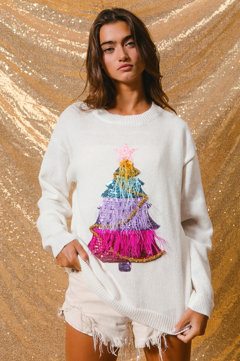 Firlight Christmas Tree Sweater - Off White