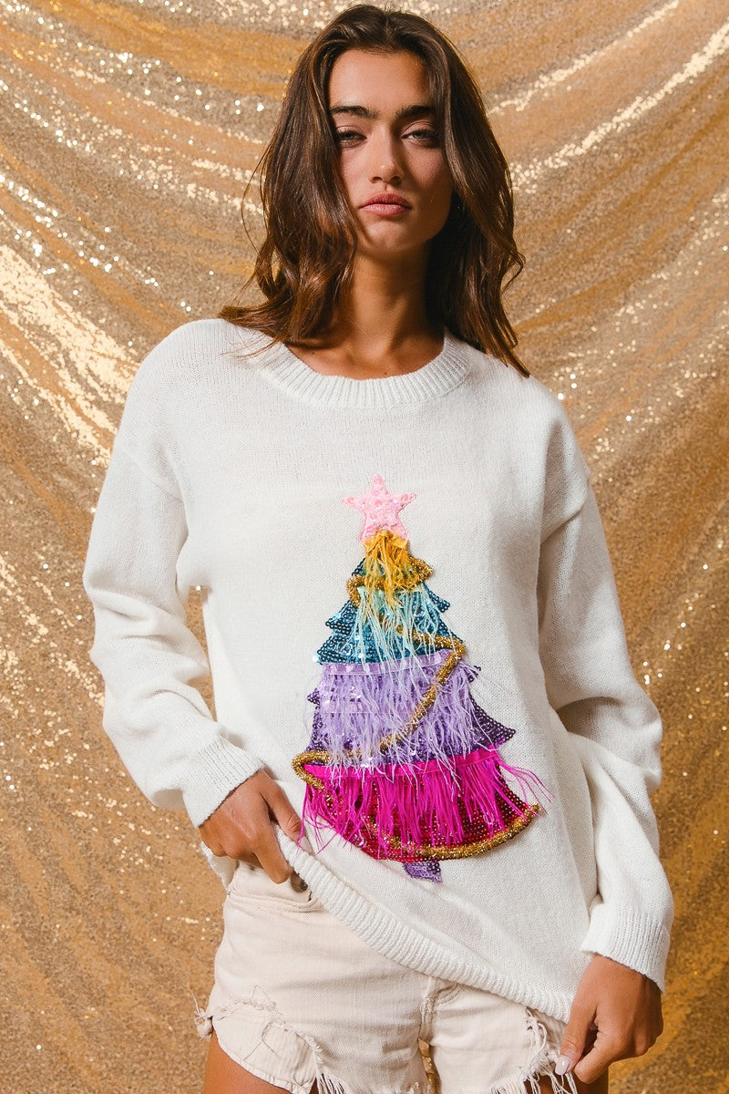 Firlight Christmas Tree Sweater - Off White