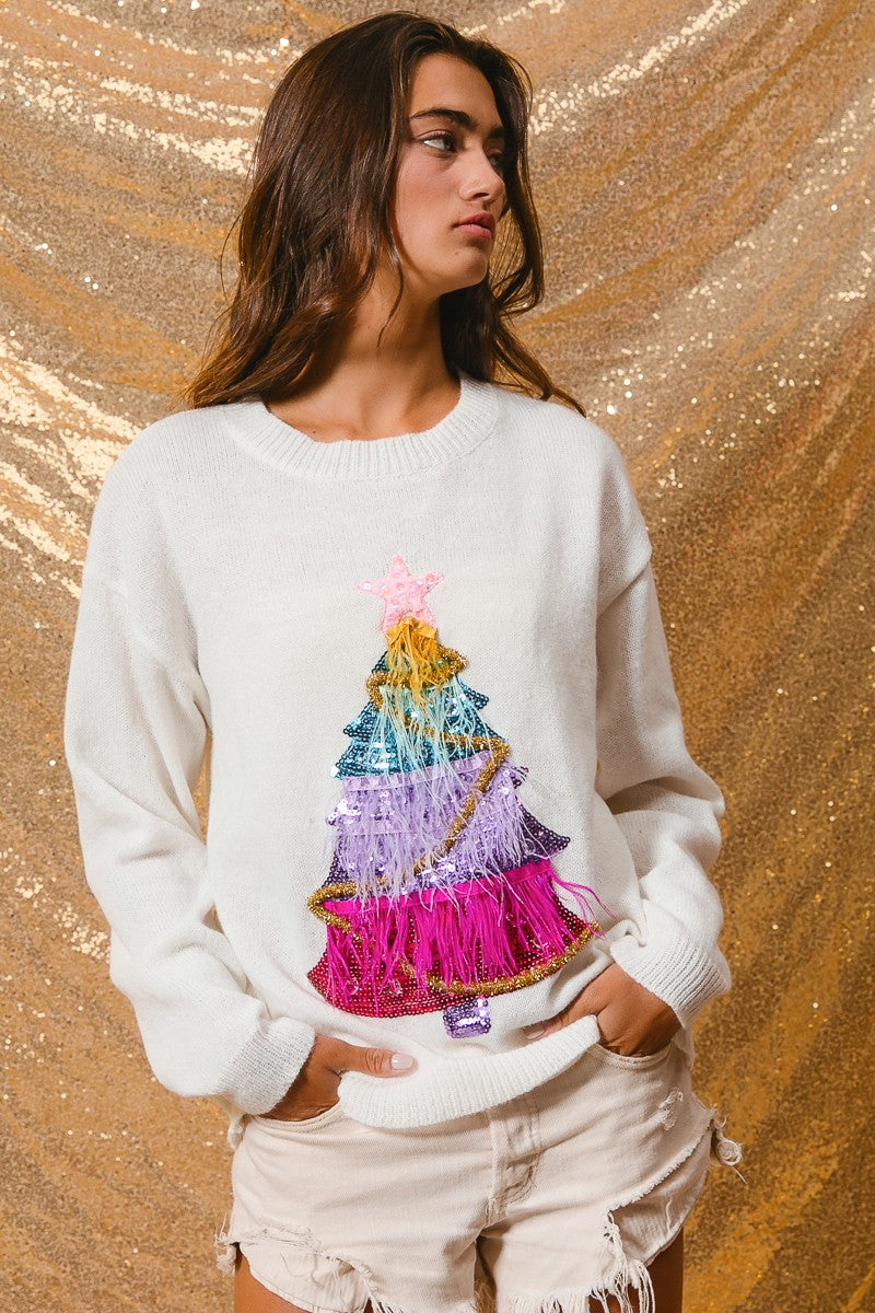 Firlight Christmas Tree Sweater - Off White