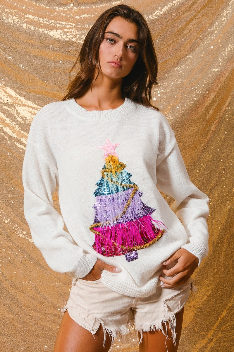Firlight Christmas Tree Sweater - Off White