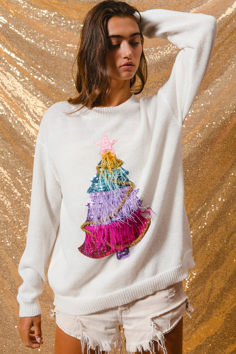 Firlight Christmas Tree Sweater - Off White