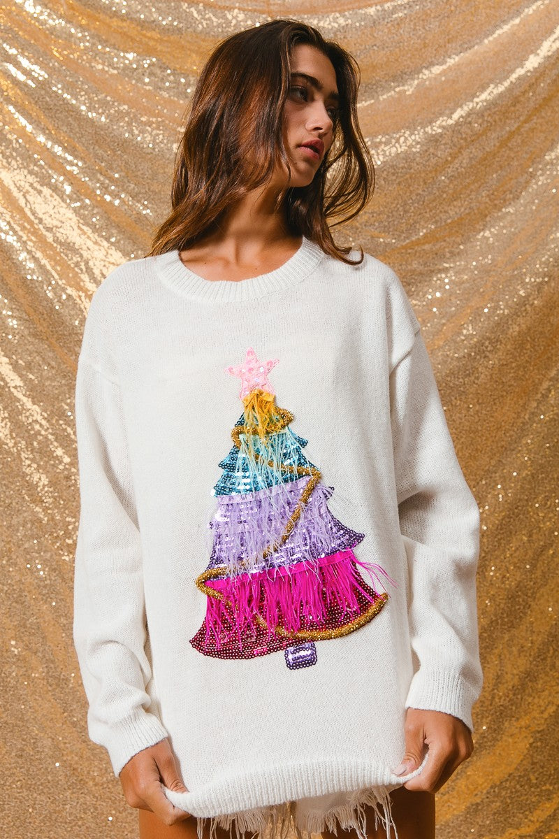 Firlight Christmas Tree Sweater - Off White