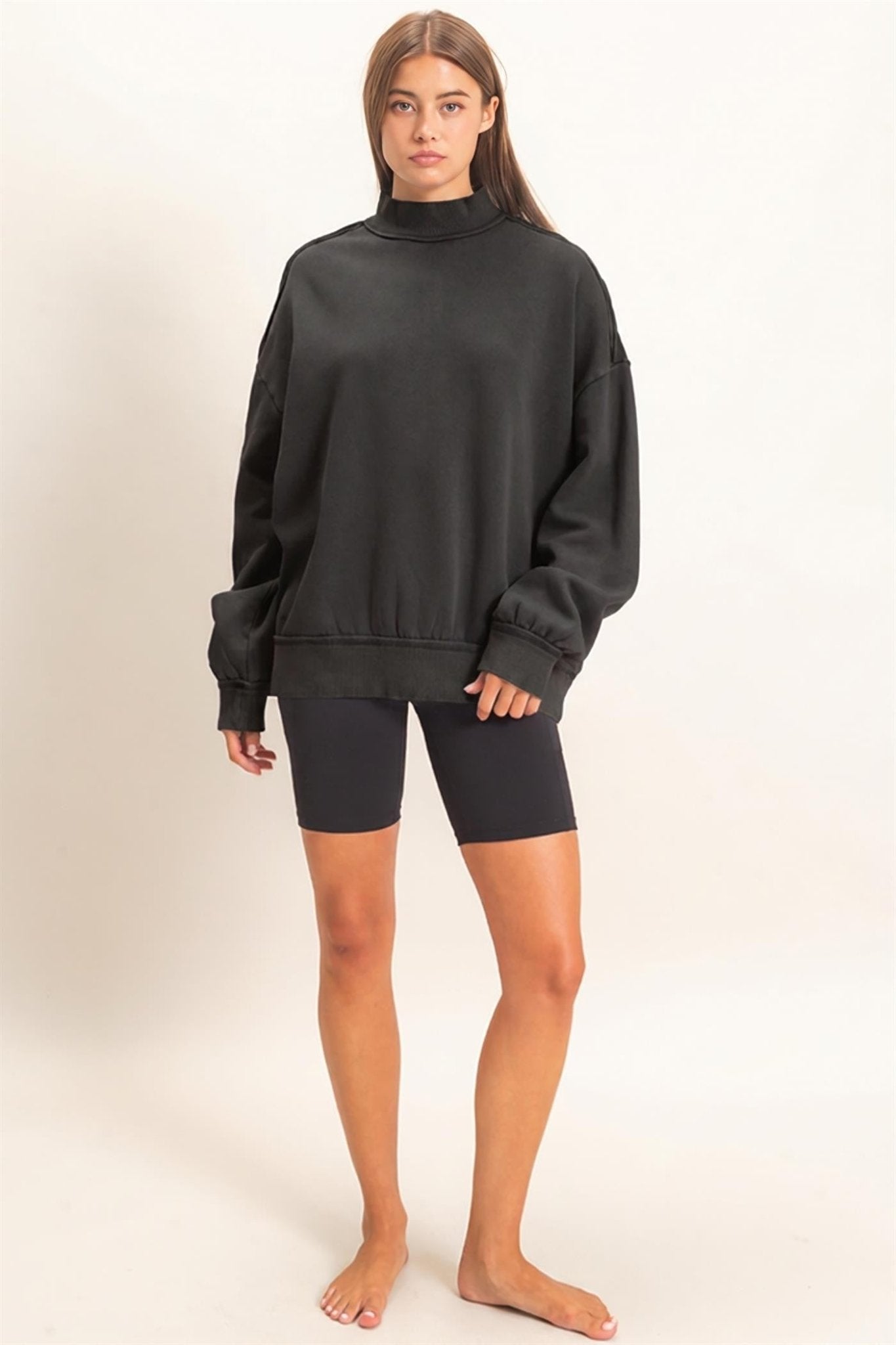 First Light Acid Wash Mock Neck Sweatshirt - Westly
